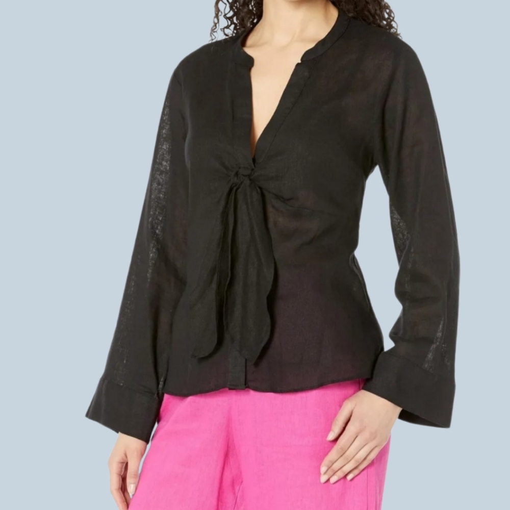 Michael Kors solid long sleeve tie blouse New With Tag $110 MSRP
